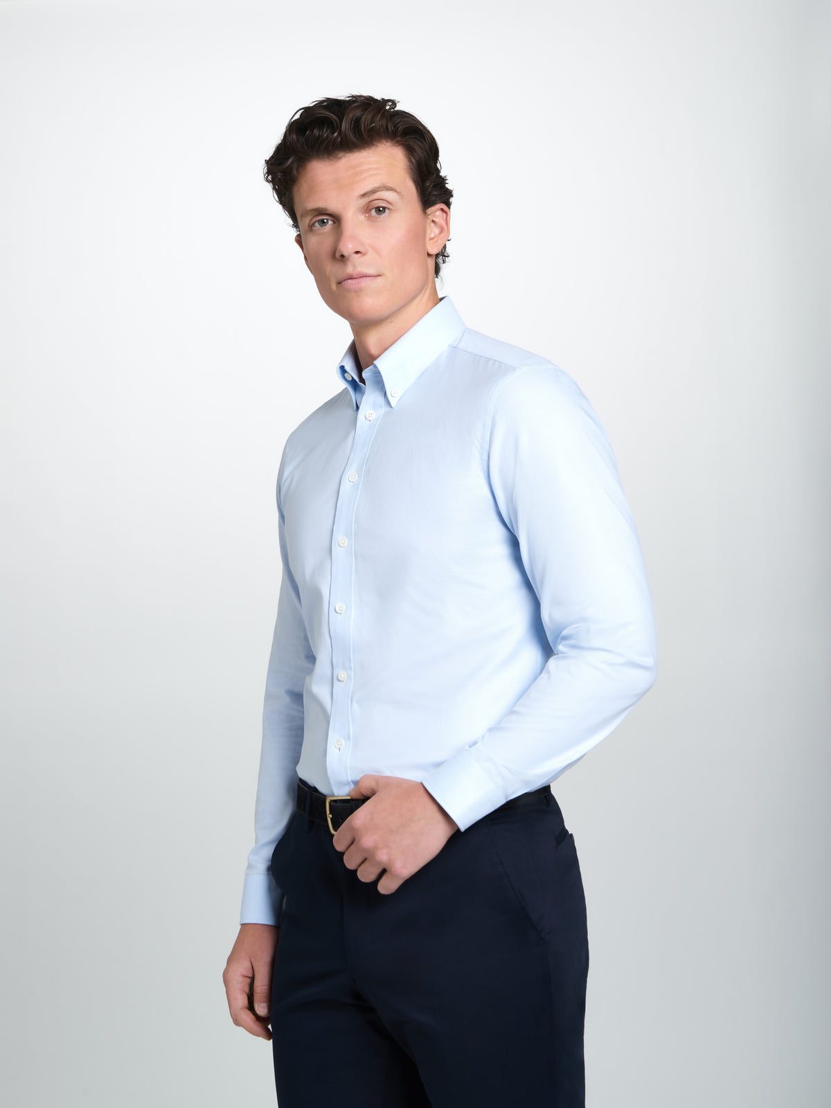 Pale Blue Tailored Fit Smart Casual Button Down Weekend Oxford Shirt