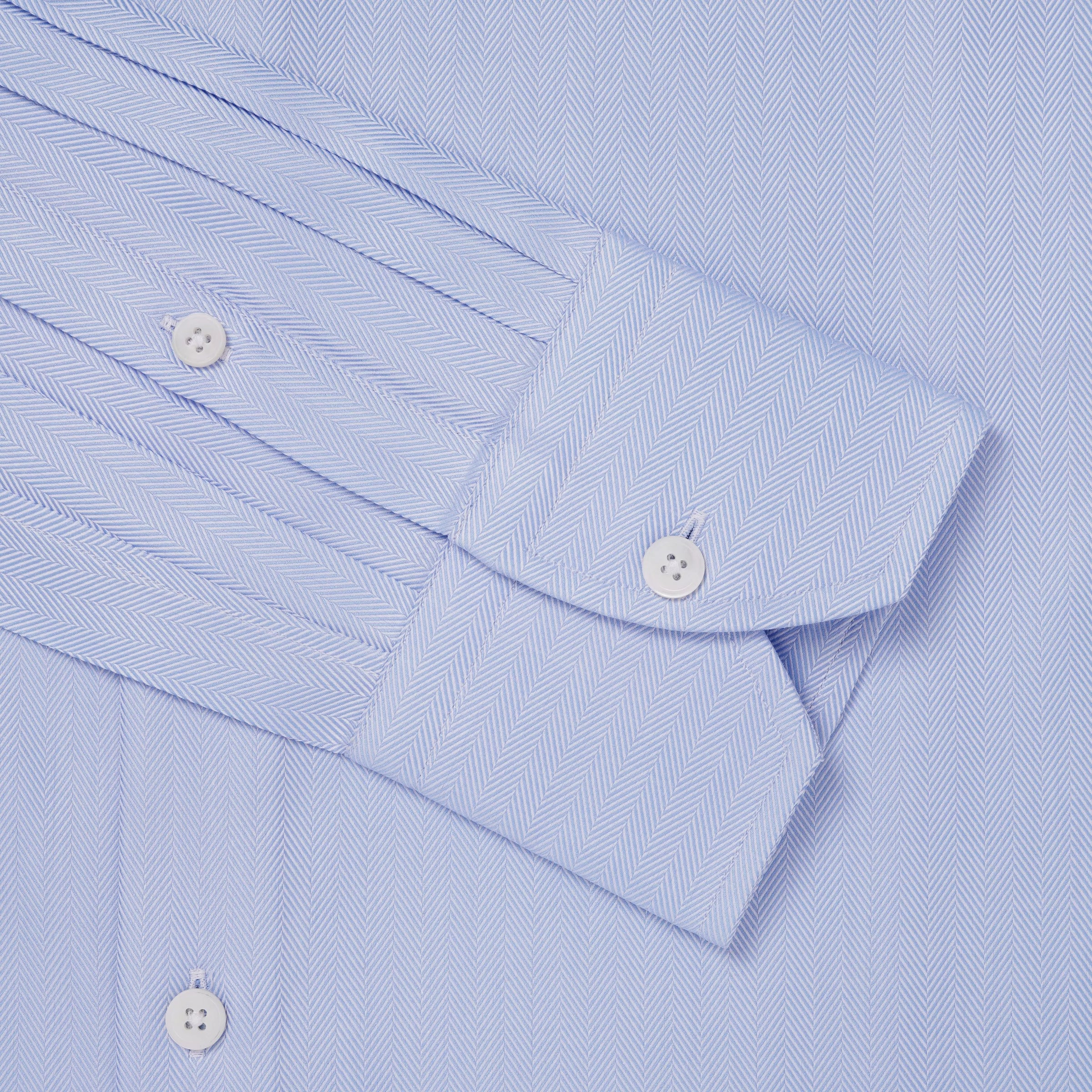 Pale Blue Slim Fit Twill Herringbone Formal Shirt