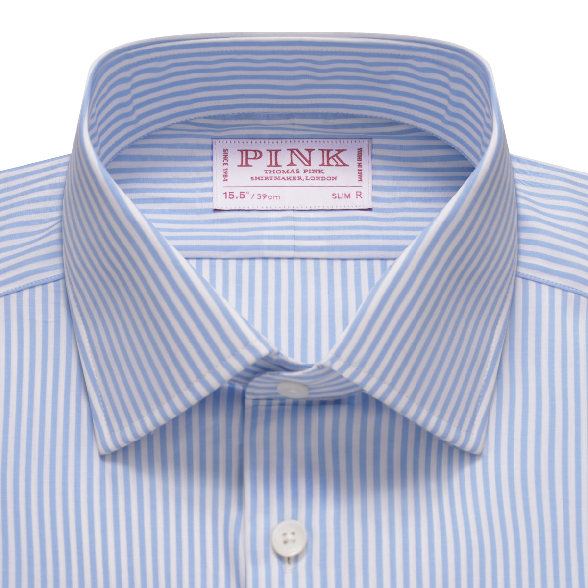 Pale Blue & White Slim Fit Essential Bengal Stripe Formal Shirt