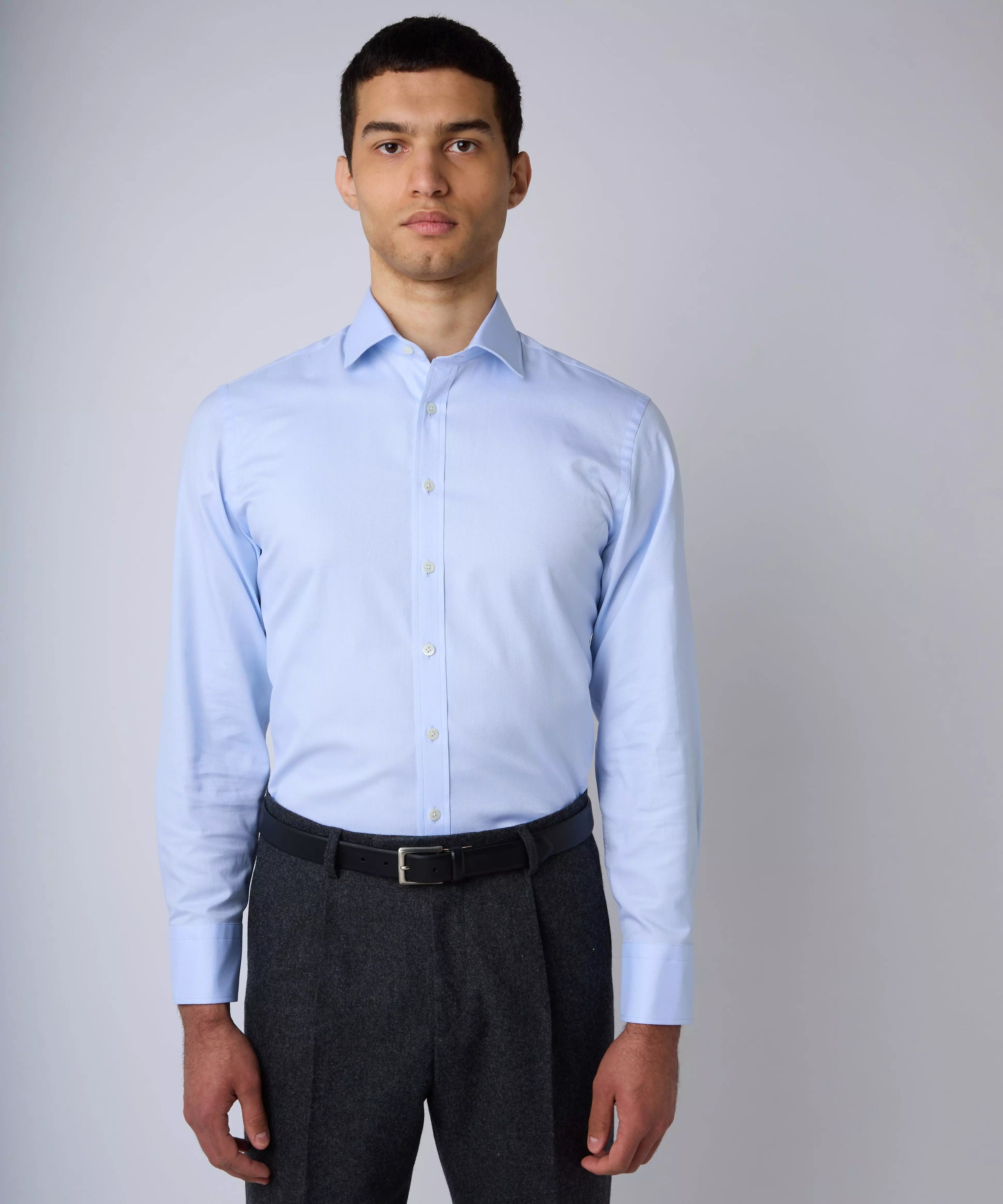 Pale Blue Tailored Fit Royal Oxford Formal Shirt