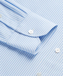 Pale Blue & White Tailored Fit Poplin Bengal Stripe Formal Shirt