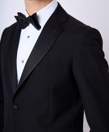 Black Tailored Fit Merino Wool Evening Jacket