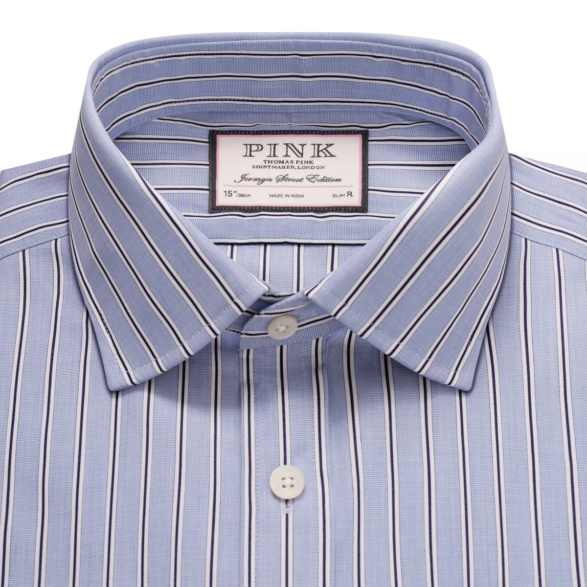 Blue & Navy Slim Fit Regent End on End Stripe Formal Shirt