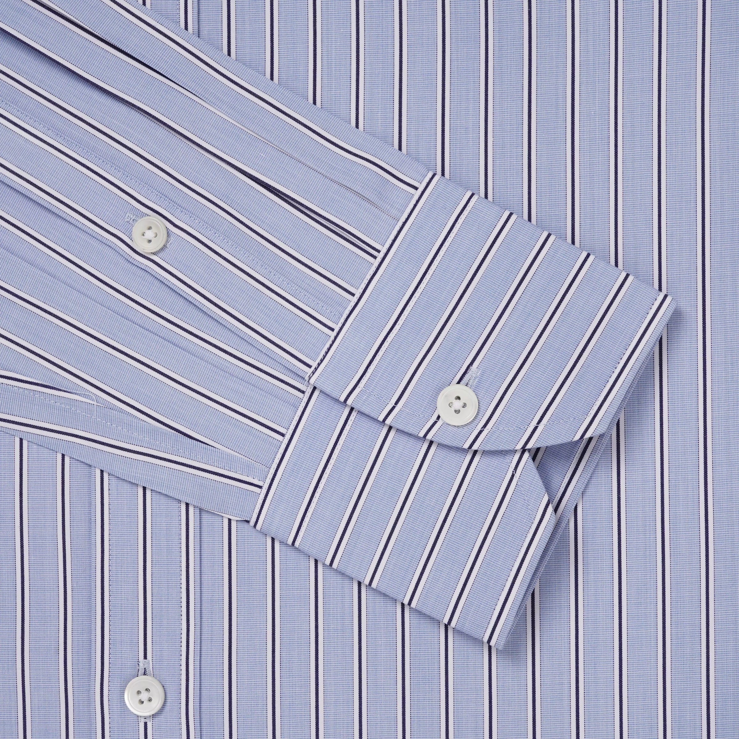 Blue & Navy Slim Fit Regent End on End Stripe Formal Shirt