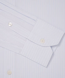 Pale Blue & White Slim Fit Formal Dobby Satin Stripe Shirt