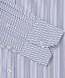 Blue & White Tailored Fit Formal End on End Track Stripe Shirt