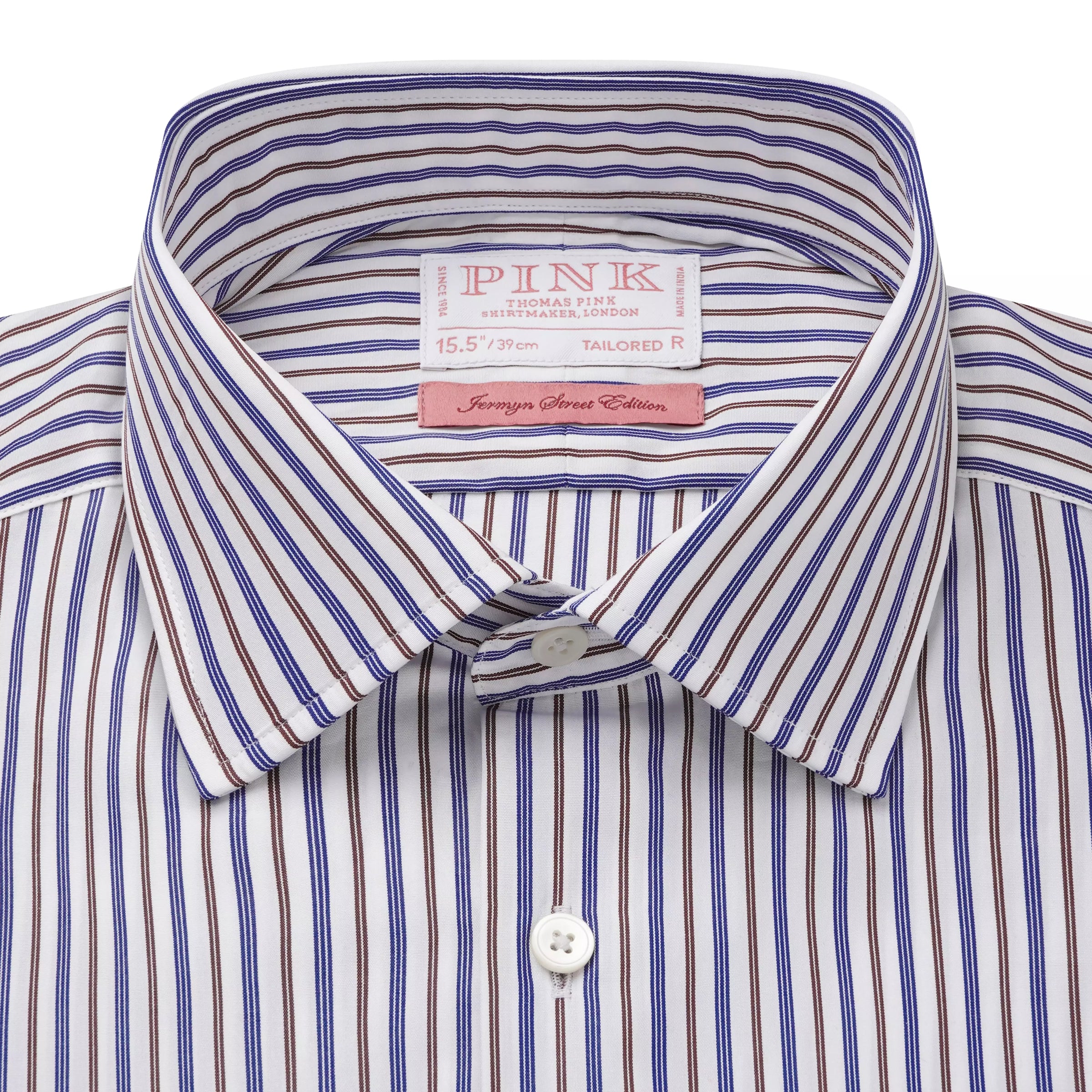 White & Brown Tailored Fit Regent Stripe Formal Shirt